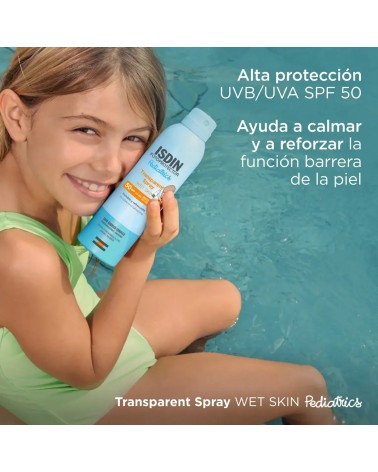 FOTOPROTECTOR ISDIN PEDIATRICS TRANSPARENT SPRAY WET SKIN SPF50 250ML.
