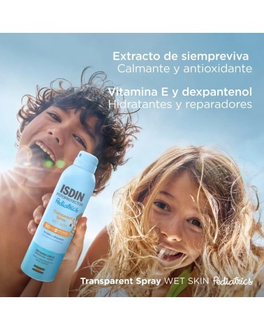 FOTOPROTECTOR ISDIN PEDIATRICS TRANSPARENT SPRAY WET SKIN SPF50 250ML.